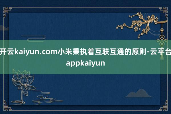 开云kaiyun.com小米秉执着互联互通的原则-云平台appkaiyun