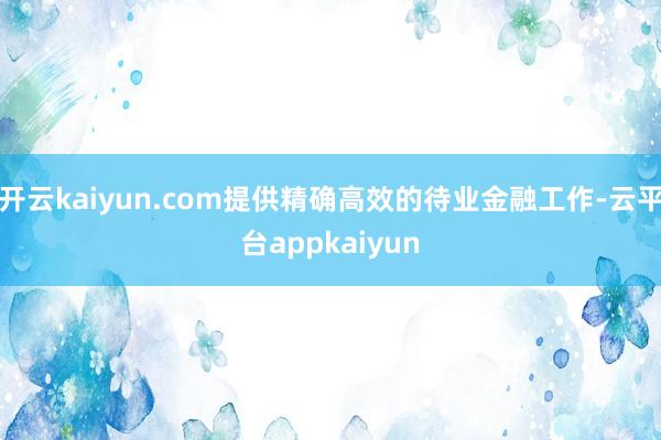 开云kaiyun.com提供精确高效的待业金融工作-云平台appkaiyun