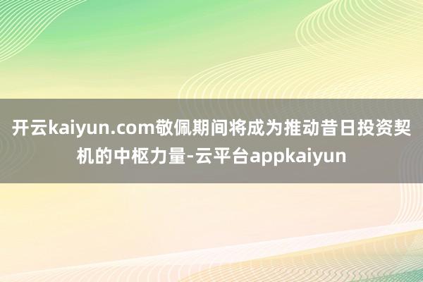 开云kaiyun.com敬佩期间将成为推动昔日投资契机的中枢力量-云平台appkaiyun