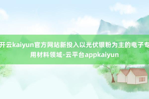 开云kaiyun官方网站新投入以光伏银粉为主的电子专用材料领域-云平台appkaiyun