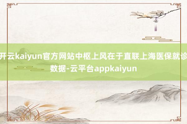 开云kaiyun官方网站中枢上风在于直联上海医保就诊数据-云平台appkaiyun